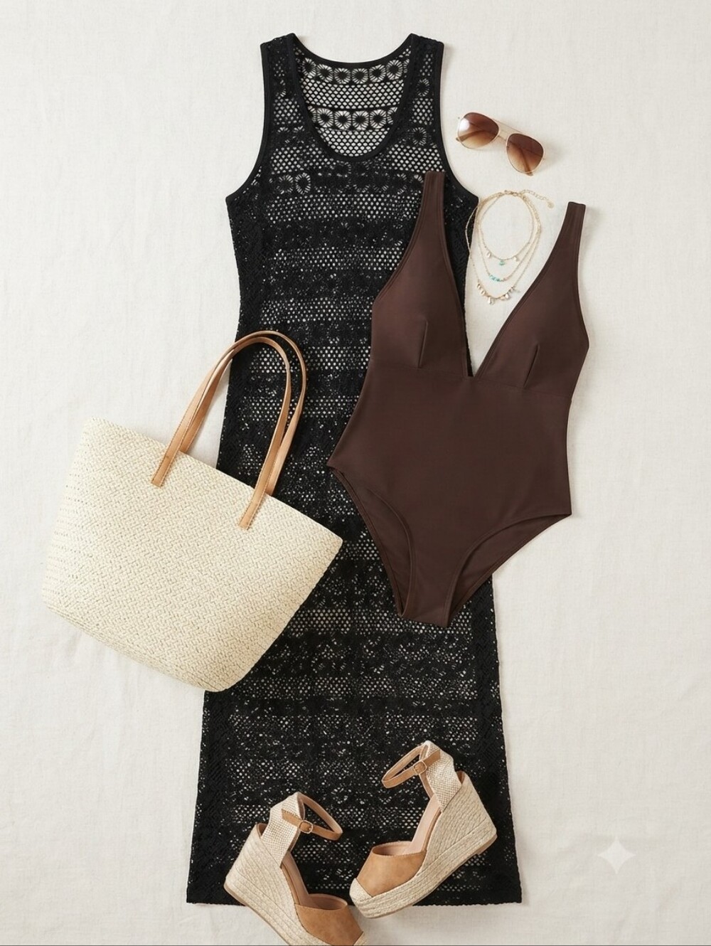 Blue Island Black Crochet Maxi Swim Coverup